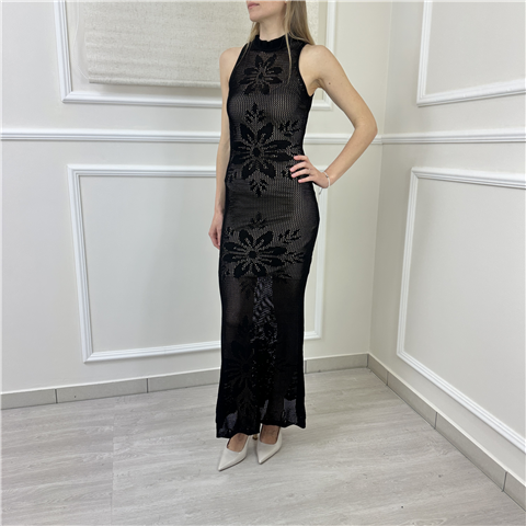 Abito Lungo In Maglia Twinset Art. 261tt3280, Taglia: L, Colore: NERO