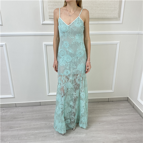 Abito Lungo In Pizzo Art. Ab4175, Taglia: L, Colore: ACQUA