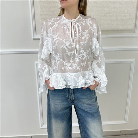 Blusa Con Volant Haveone Art. Cmaq016, Taglia: L, Colore: AVORIO