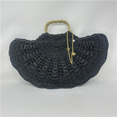 Clutch Effetto Paglia Con Manico Art. 261td8320 Clutch Effetto Paglia Con Manico Art. 261td8320, Taglia: U, Colore: NERO