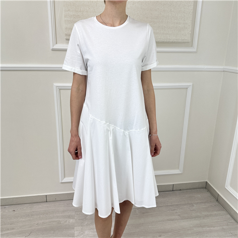 Abito Girocollo Con Balza Art. M1ab0179, Taglia: 1, Colore: BIANCO