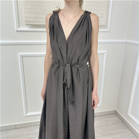 Abito Lungo Con Cinturina Removibile Art. M1ab0098, Taglia: 38, Colore: MORO