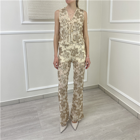 Gilet Con Paillettes Twinset Art. 261at2140, Taglia: L, Colore: CASHEW