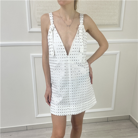 Abito Corto Con Paillettes Silence Limited Art. Slab022, Taglia: L, Colore: BIANCO