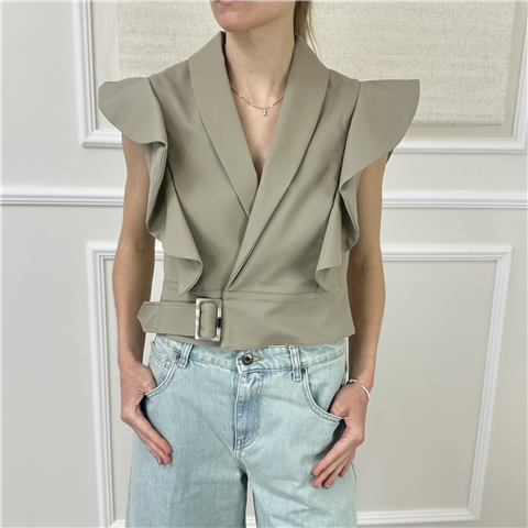 Gilet Con Volant Allacciato Sul Fianco Art. Gil5371 Gilet Con Volant Allacciato Sul Fianco Art. Gil5371