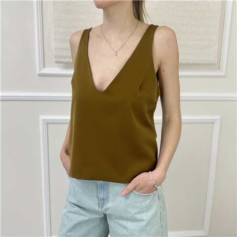 Crop Top Con Scollo A V Art., Taglia: L, Colore: BRONZO