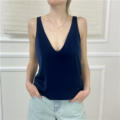 Crop Top Con Scollo A V Art. Crop Top Con Scollo A V Art., Taglia: XS, Colore: NAVY