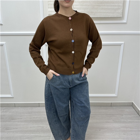 Cardigan Bottoni Multicolor Art. Al82670, Taglia: U, Colore: MORO