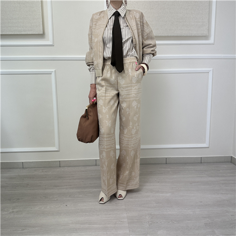 Pantalone Dritto Stampa Bandana Twinset Art. 261aq2102, Taglia: L, Colore: BEIGE