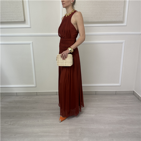 Abito Lungo Drappeggiato In Vita Twinset Art. 261tt2041, Taglia: 38, Colore: BROWN HENNA