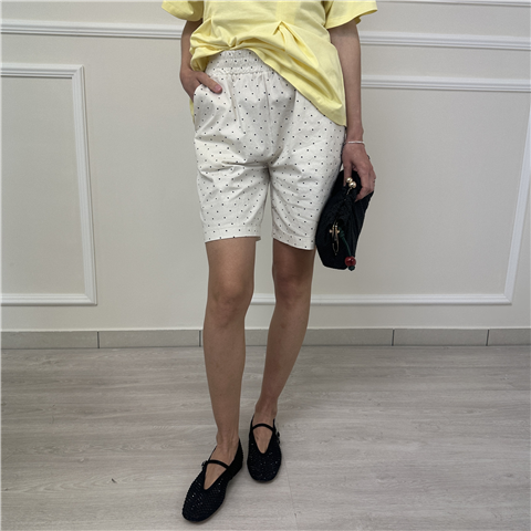 Bermuda Pois Vicolo Art. Tab1749, Taglia: S, Colore: NATURALE/NERO