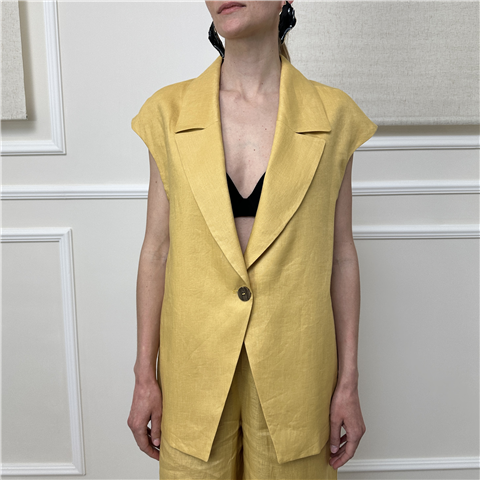 Gilet In Lino Bohemian Vi'' Art. Gi303, Taglia: M, Colore: MOSTARDA