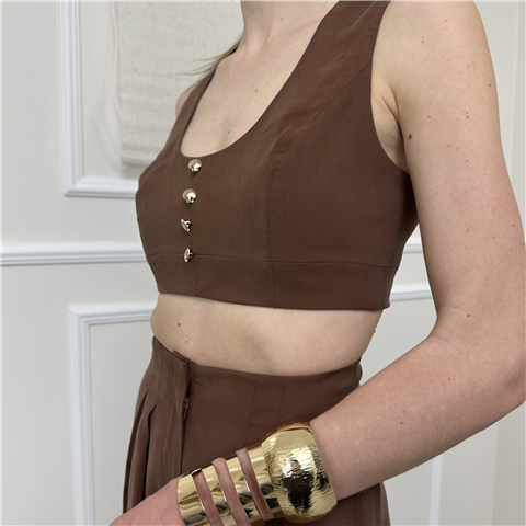 Top Crop Bohemian Vi' Art. Bou295, Taglia: L, Colore: MORO