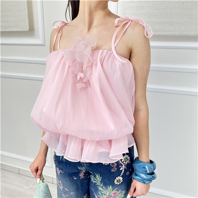 Top In Chiffon Con Fiore Applicato Odi'' Art. Recco