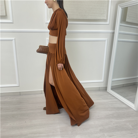 Gonna Lunga Con Spacco Laterale Tpn Art. Consett, Taglia: L, Colore: TABACCO