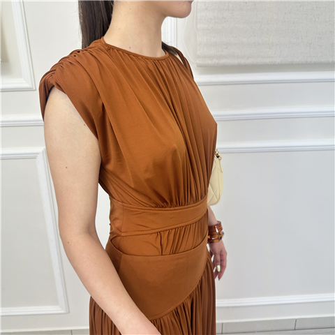 Body Con Drappeggi Tpn Art. Consettb, Taglia: L, Colore: TABACCO