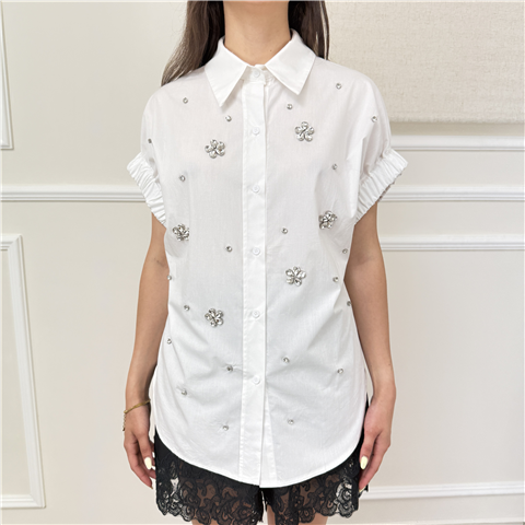 Camicia Con Applicazioni Gioiello Odi'' Art. Mozia, Taglia: M, Colore: BIANCO