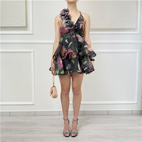Mini Dress Floreale Odì Art. Bagheria O, Taglia: M, Colore: NERO