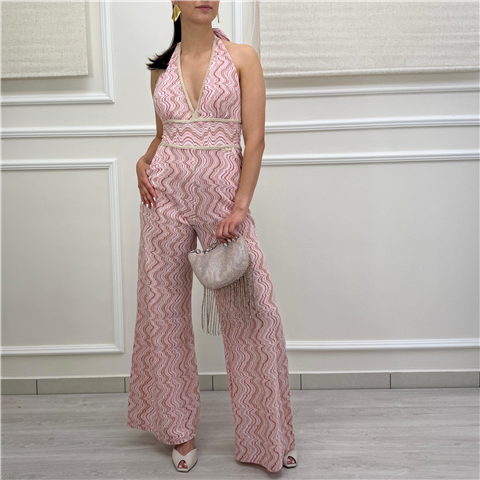 Jumpsuit Lunga Fantasia Lurex Jumpsuit Lunga Fantasia Lurex, Taglia: L, Colore: MILK SHAKE