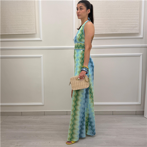 Abito Lungo Fantasia Sky Green Abito Lungo Fantasia Sky Green