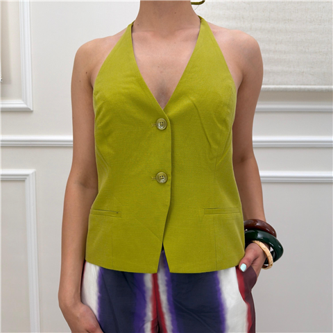 Gilet Corto Con Schiena Scoperta Gilet Corto Con Schiena Scoperta, Taglia: 40, Colore: AVOCADO