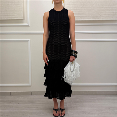 Abito In Maglia Smanicato Con Rouches Abito In Maglia Smanicato Con Rouches, Taglia: L, Colore: NERO