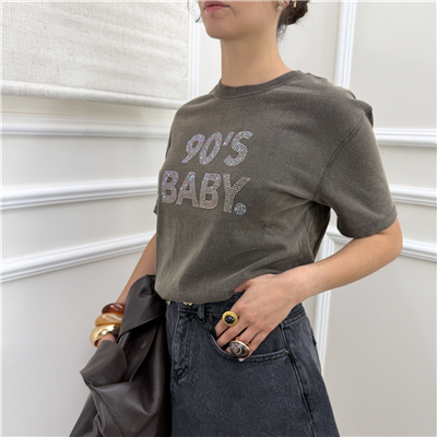 T-shirt Con Stampa Glitterata T-shirt Con Stampa Glitterata