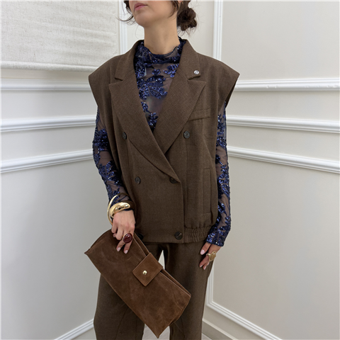 Gilet Doppiopetto Effetto Bomber Gilet Doppiopetto Effetto Bomber