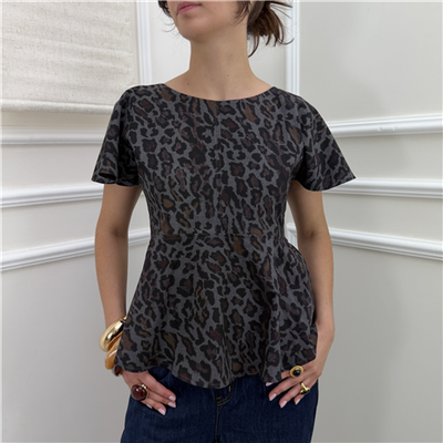 Blusa Animalier Con Balza Blusa Animalier Con Balza