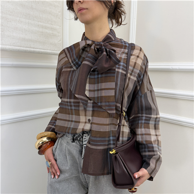 Camicia Check Con Fiocco Camicia Check Con Fiocco
