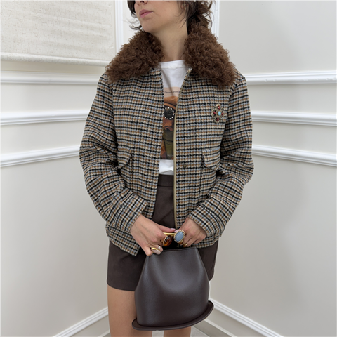 Bomber Con Collo In Ecofur Bomber Con Collo In Ecofur, Taglia: L, Colore: BEIGE