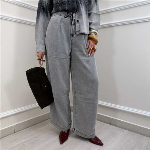 Jeans Cropped Barrel Jeans Cropped Barrel, Taglia: L, Colore: DENIM GRIGIO