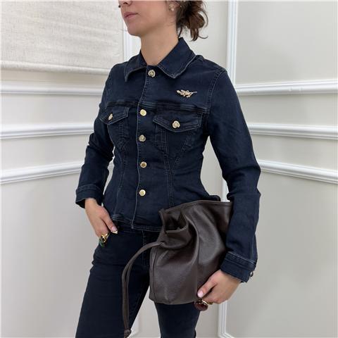 Giacca In Denim Scuro Sagomata