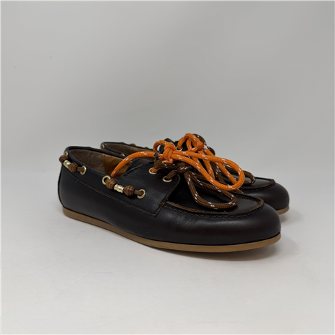 Mocassino Gommato Con Lacci A Contrasto Mocassino Gommato Con Lacci A Contrasto, Taglia: 36, Colore: MORO