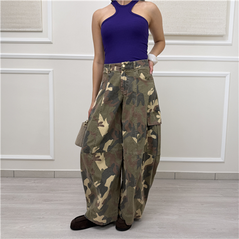 Pantalone Barrel Cargo Mimetico, Taglia: M, Colore: MIMETICO