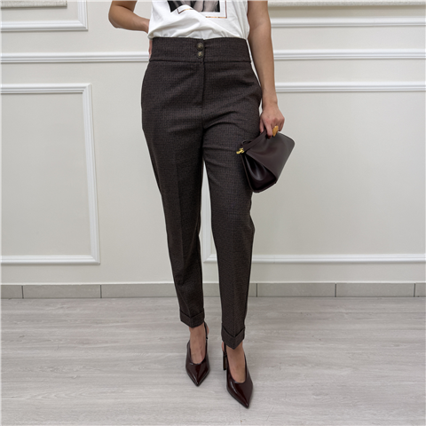 Pantalone Sartoriale Microfantasia, Taglia: L, Colore: FONDENTE