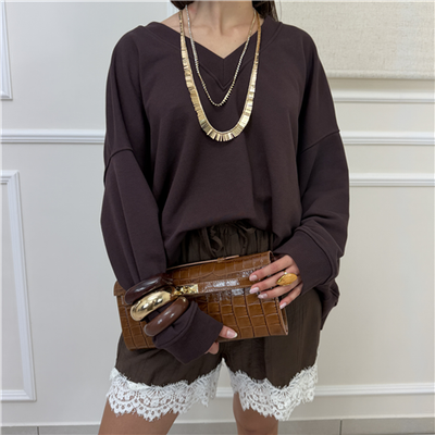 Felpa Oversize Con Scollo A V Felpa Oversize Con Scollo A V