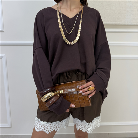 Felpa Oversize Con Scollo A V