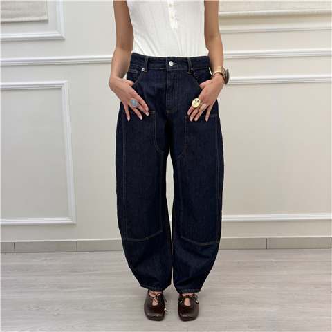 Jeans Con Patch Modello Holly, Taglia: L, Colore: DARK DENIM