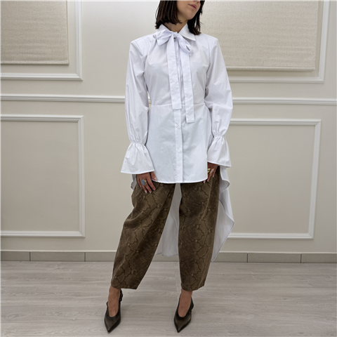 Maxi Camicia Con Fiocco