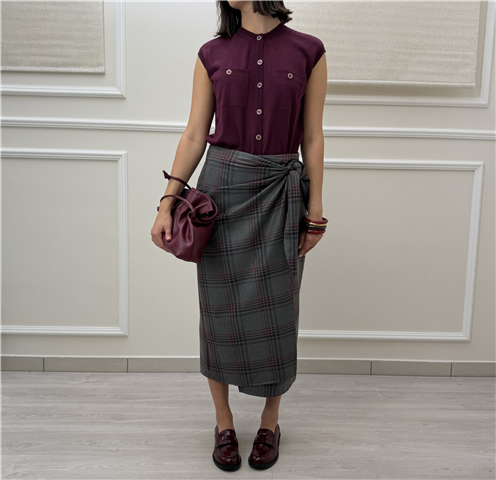 Gonna Lunga Pareo In Tessuto Tartan