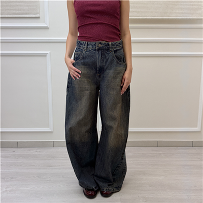 Jeans Wide Leg Effetto Vintage