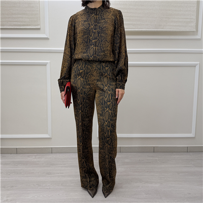 Pantalone Fluido Con Stampa Pitone Pantalone Fluido Con Stampa Pitone