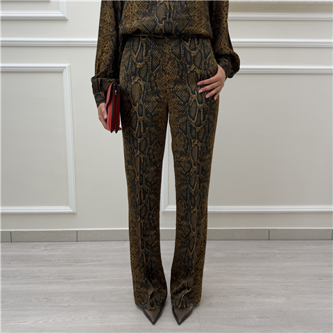 Pantalone Fluido Con Stampa Pitone Pantalone Fluido Con Stampa Pitone, Taglia: 38, Colore: NUT/BLACK