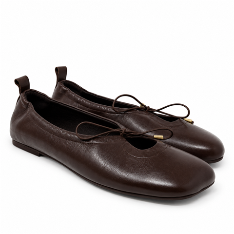 Ballerina In Pelle Con Fiocco E Dettagli Dorati Ballerina In Pelle Con Fiocco E Dettagli Dorati, Taglia: 36, Colore: BRUCIATO
