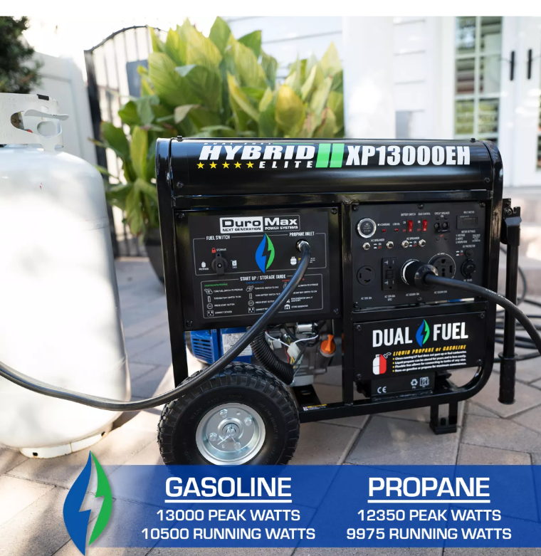 DuroMax XP13000EH 13,000 Watt Portable Dual Fuel Gas Propane Generator