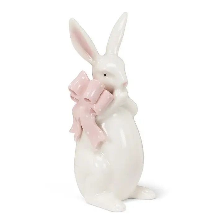 A/F) Standing Bunny with Pink Bow-6.5"H