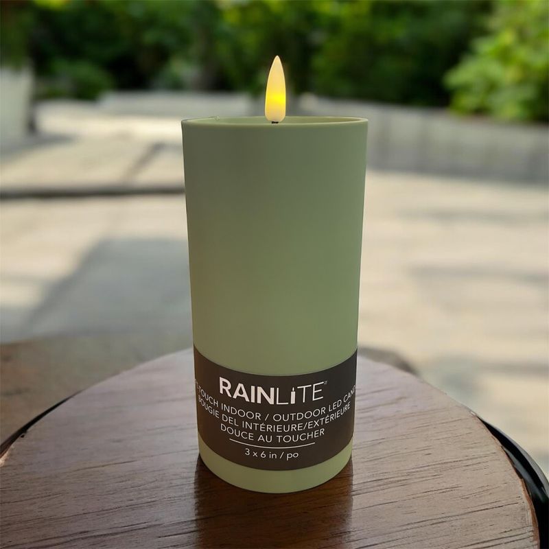 (A/F) Indoor/Outdoor Led Candle-Green-3 X 6"H