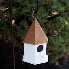 (HX14402) 10.25" Copper Top Wooden Birdhouse