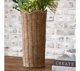 (PDYD003)   12.5"H BASKET WEAVE CEMENT PLANTER